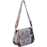 Cute Cats Seamless Pattern Saddle Handbag