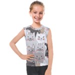 Cute Cats Seamless Pattern Kids  Mesh Tank Top