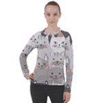 Cute Cats Seamless Pattern Women s Pique Long Sleeve Tee