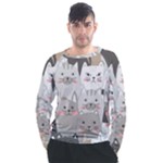 Cute Cats Seamless Pattern Men s Long Sleeve Raglan Tee