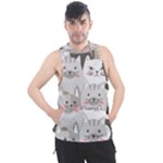 Cute Cats Seamless Pattern Men s Sleeveless Hoodie