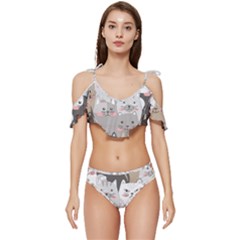 Ruffle Edge Tie Up Bikini Set	 