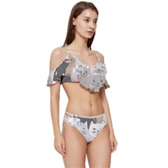 Ruffle Edge Tie Up Bikini Set	 