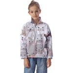 Cute Cats Seamless Pattern Kids  Half Zip Hoodie