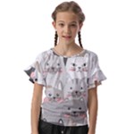 Cute Cats Seamless Pattern Kids  Cut Out Flutter Sleeves