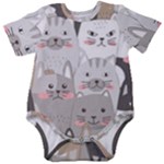 Cute Cats Seamless Pattern Baby Short Sleeve Bodysuit