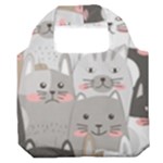 Cute Cats Seamless Pattern Premium Foldable Grocery Recycle Bag