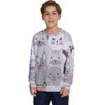 Cute Cats Seamless Pattern Kids  Long Sleeve Jersey