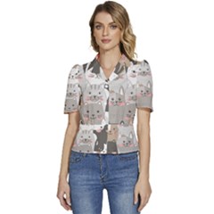 Puffed Short Sleeve Button Up Jacket 