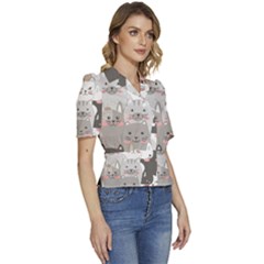 Puffed Short Sleeve Button Up Jacket 