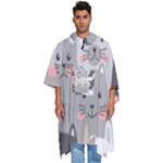 Cute Cats Seamless Pattern Men s Hooded Rain Ponchos