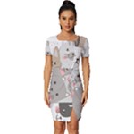 Cute Cats Seamless Pattern Fitted Knot Split End Bodycon Dress