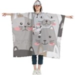 Cute Cats Seamless Pattern Women s Hooded Rain Ponchos