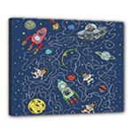 Cat-cosmos-cosmonaut-rocket Canvas 20  x 16  (Stretched)
