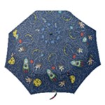 Cat-cosmos-cosmonaut-rocket Folding Umbrellas