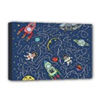 Cat-cosmos-cosmonaut-rocket Deluxe Canvas 18  x 12  (Stretched)