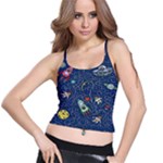 Cat-cosmos-cosmonaut-rocket Spaghetti Strap Bra Top