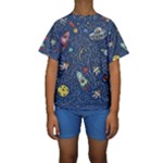 Cat-cosmos-cosmonaut-rocket Kids  Short Sleeve Swimwear