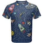 Cat-cosmos-cosmonaut-rocket Men s Cotton Tee