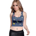 Cat-cosmos-cosmonaut-rocket Racer Back Crop Top