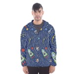 Cat-cosmos-cosmonaut-rocket Men s Hooded Windbreaker