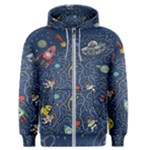 Cat-cosmos-cosmonaut-rocket Men s Zipper Hoodie