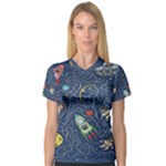 Cat-cosmos-cosmonaut-rocket V-Neck Sport Mesh Tee