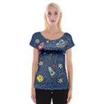 Cat-cosmos-cosmonaut-rocket Cap Sleeve Top