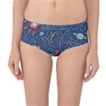 Cat-cosmos-cosmonaut-rocket Mid-Waist Bikini Bottoms