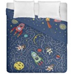 Cat-cosmos-cosmonaut-rocket Duvet Cover Double Side (California King Size)