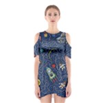 Cat-cosmos-cosmonaut-rocket Shoulder Cutout One Piece Dress