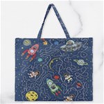 Cat-cosmos-cosmonaut-rocket Zipper Large Tote Bag