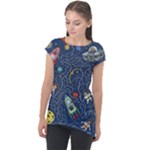 Cat-cosmos-cosmonaut-rocket Cap Sleeve High Low Top