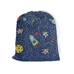 Cat-cosmos-cosmonaut-rocket Drawstring Pouch (XL)