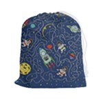 Cat-cosmos-cosmonaut-rocket Drawstring Pouch (2XL)