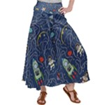 Cat-cosmos-cosmonaut-rocket Women s Satin Palazzo Pants