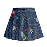 Cat-cosmos-cosmonaut-rocket Mini Flare Skirt