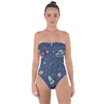 Cat-cosmos-cosmonaut-rocket Tie Back One Piece Swimsuit