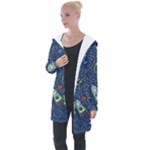 Cat-cosmos-cosmonaut-rocket Longline Hooded Cardigan