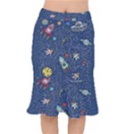 Cat-cosmos-cosmonaut-rocket Short Mermaid Skirt