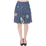 Cat-cosmos-cosmonaut-rocket Velvet High Waist Skirt