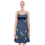 Cat-cosmos-cosmonaut-rocket Spaghetti Strap Velvet Dress