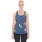 Cat-cosmos-cosmonaut-rocket Piece Up Tank Top