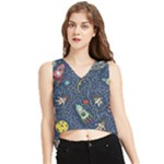 Cat-cosmos-cosmonaut-rocket V-Neck Cropped Tank Top