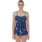 Cat-cosmos-cosmonaut-rocket Babydoll Tankini Set