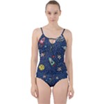 Cat-cosmos-cosmonaut-rocket Cut Out Top Tankini Set