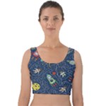 Cat-cosmos-cosmonaut-rocket Velvet Crop Top