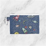 Cat-cosmos-cosmonaut-rocket Canvas Cosmetic Bag (Small)