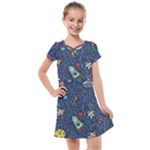 Cat-cosmos-cosmonaut-rocket Kids  Cross Web Dress