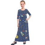 Cat-cosmos-cosmonaut-rocket Kids  Quarter Sleeve Maxi Dress